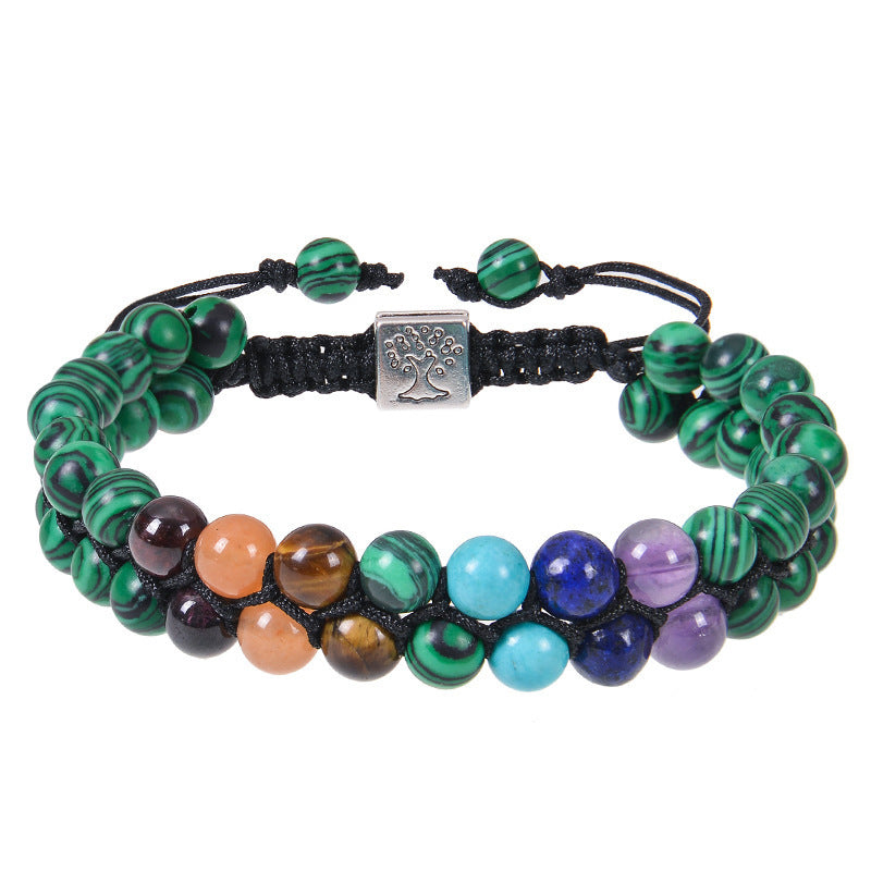 Fashion Jewelry 6mm 7 Chakra Stone Bead Yoga Meditation Bracelet Healing Crystal Double Layer Natural Gemstone Beaded Anxiety Bracelets For Women