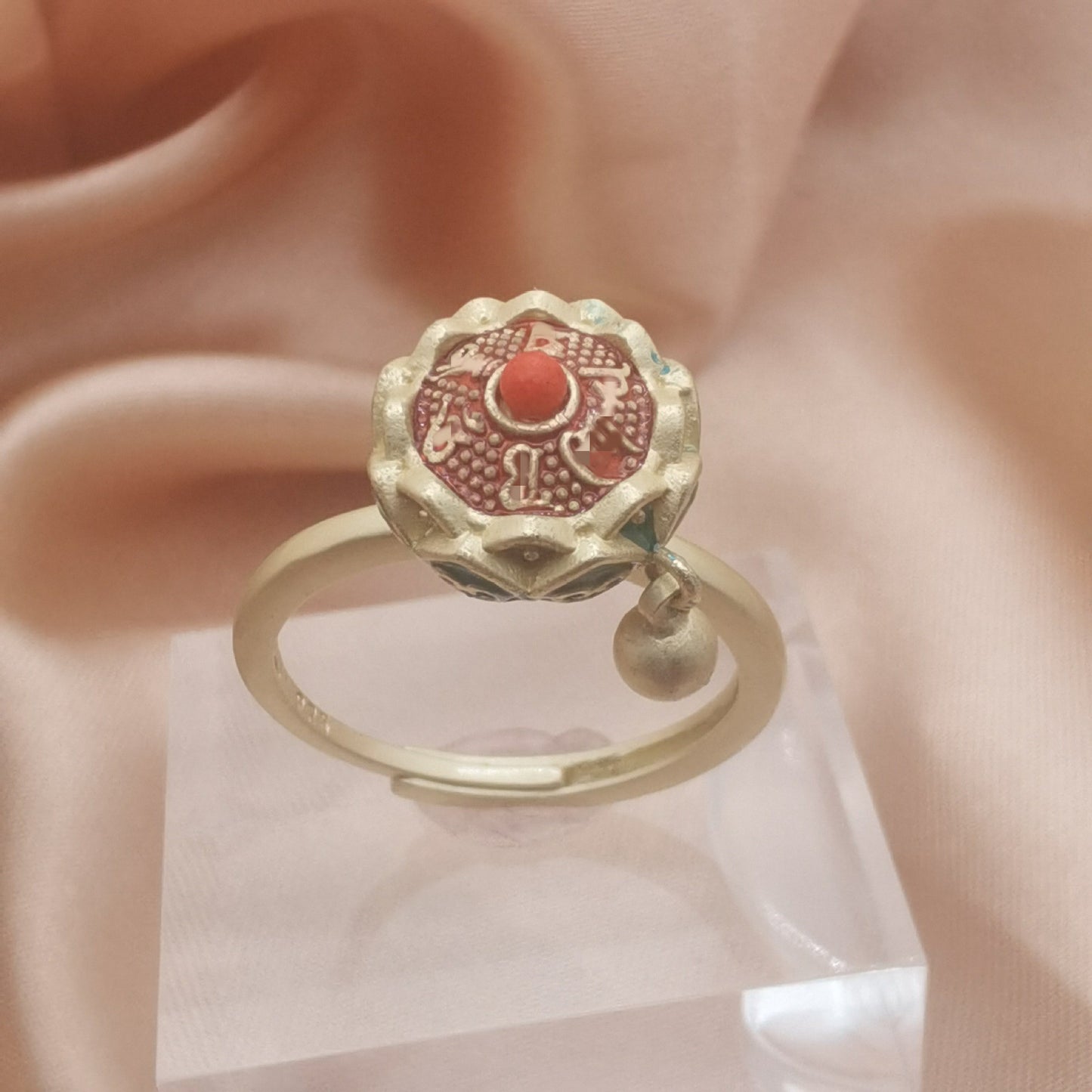 Vintage Six Word Mantra Enamel Anxiety Spinning Ring