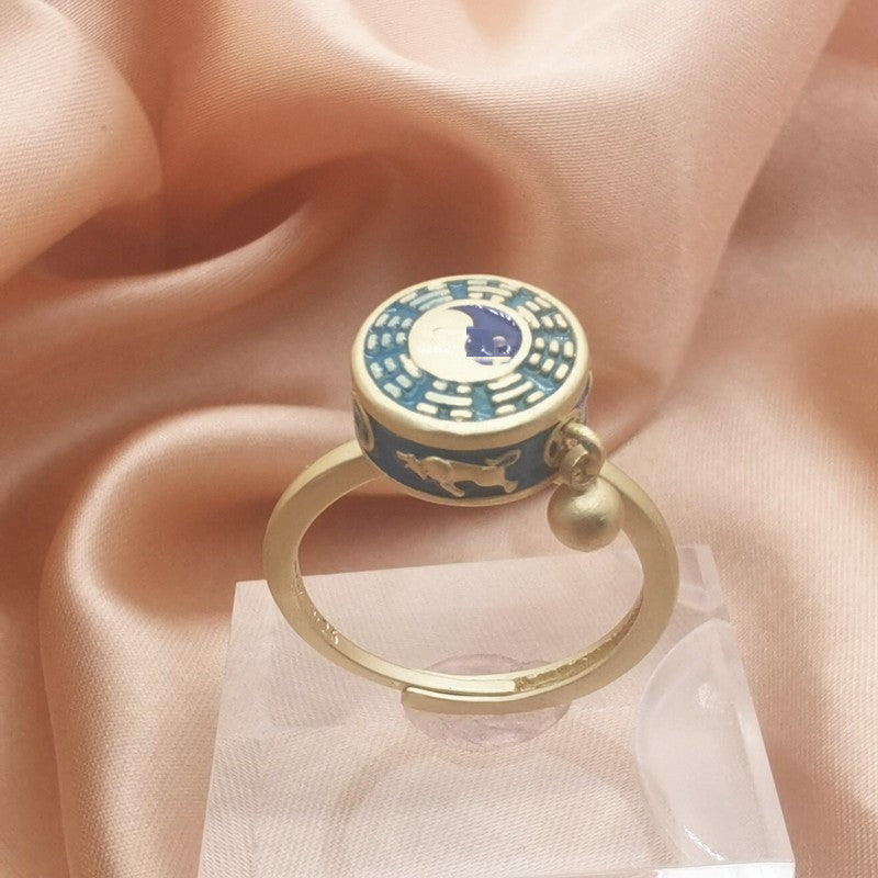 Vintage Six Word Mantra Enamel Anxiety Spinning Ring